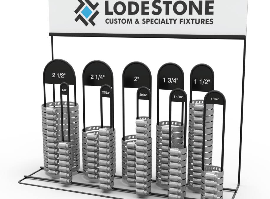 Display of various hose clamps
