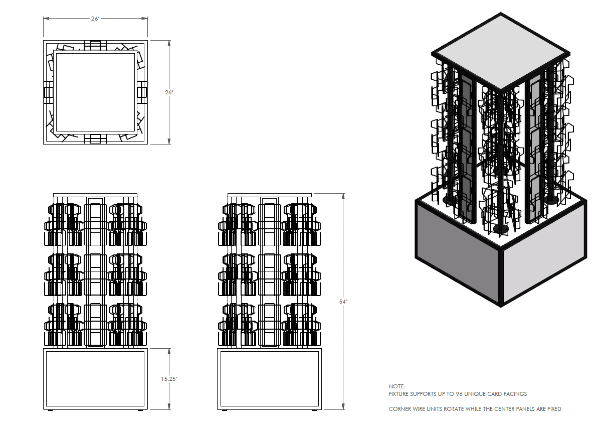 54" Tall Greeting Card Display 2 Greeting Card Display diagram